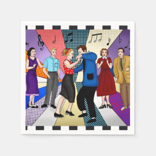 Serviette En Papier Anniversaire des années 1950 de la Couple Dancing 