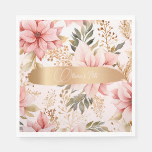 Serviette En Papier Anniversaire des fées d'or et de rose enchantées