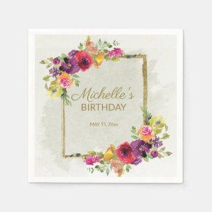 Serviette En Papier Anniversaire des femmes florales Vintages