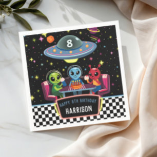 Serviette En Papier Anniversaire des garçons Galaxie Neon Espace Alien