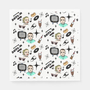 Serviette En Papier Anniversaire des graphismes rétros des années 1950