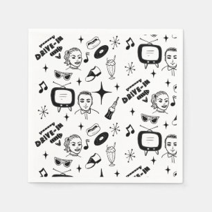 Serviette En Papier Anniversaire des graphismes rétros des années 1950