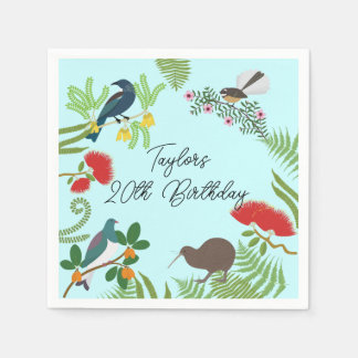 Serviette En Papier Anniversaire des oiseaux de Nouvelle-Zélande