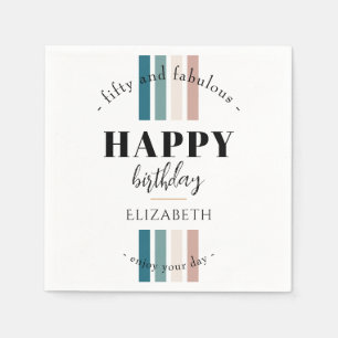 Serviette En Papier Anniversaire Design minimaliste aux couleurs paste