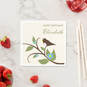 Serviette En Papier Anniversaire d'oiseau