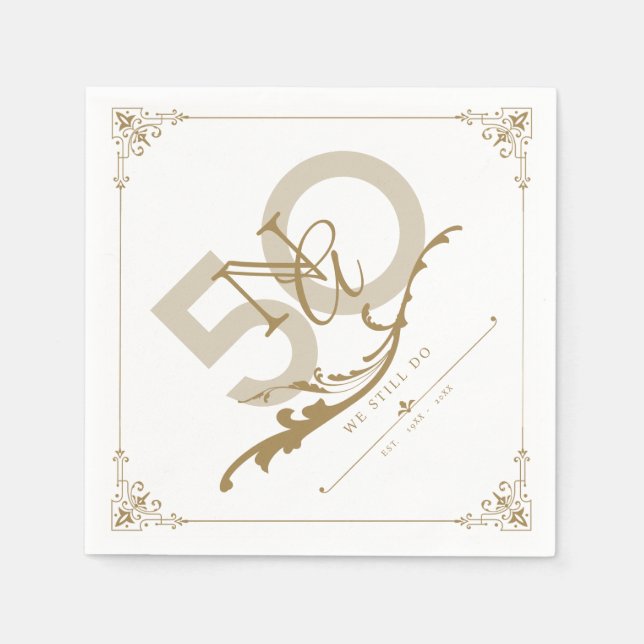Serviette En Papier Anniversaire d'or Monogram Napkin (Devant)