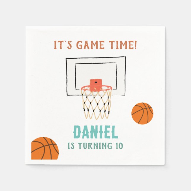 Serviette En Papier Anniversaire du basket-ball (Devant)