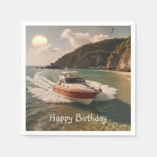 Serviette En Papier Anniversaire du bateau à moteur