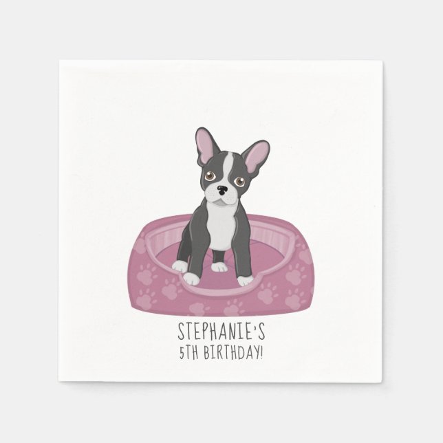 Serviette En Papier Anniversaire du Bulldog français (Devant)