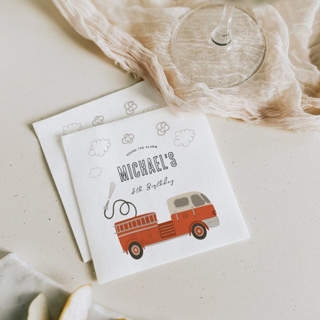Serviette En Papier Anniversaire du camion à feu (Créateur téléchargé)