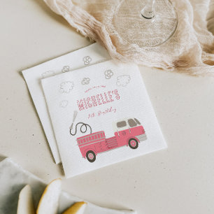 Serviette En Papier Anniversaire du camion rose