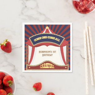 Serviette En Papier Anniversaire du Carnaval bleu et rouge