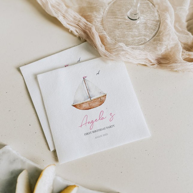 Serviette En Papier Anniversaire du Charming Rustic Sailboat (Créateur téléchargé)