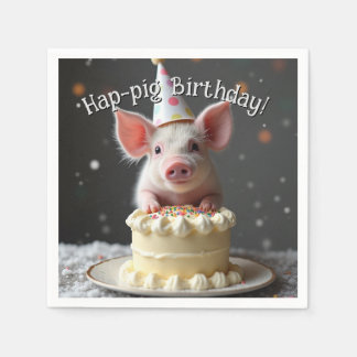 Serviette En Papier Anniversaire du cochon de Hap