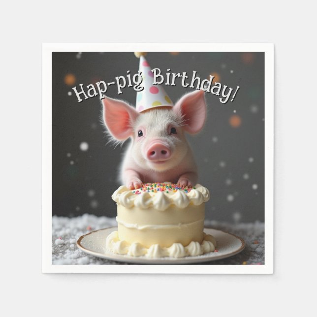 Serviette En Papier Anniversaire du cochon de Hap (Devant)