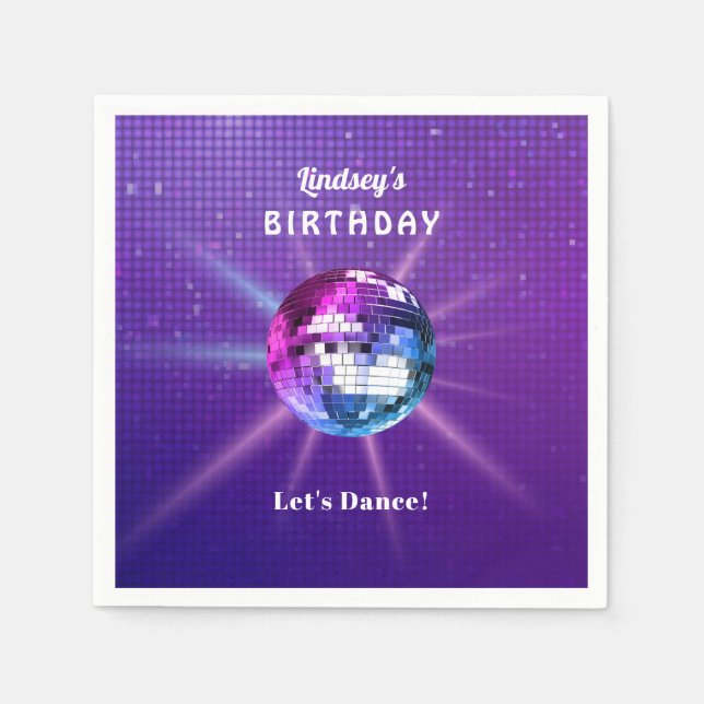 Serviette En Papier Anniversaire du Disco Ball Retro (Devant)