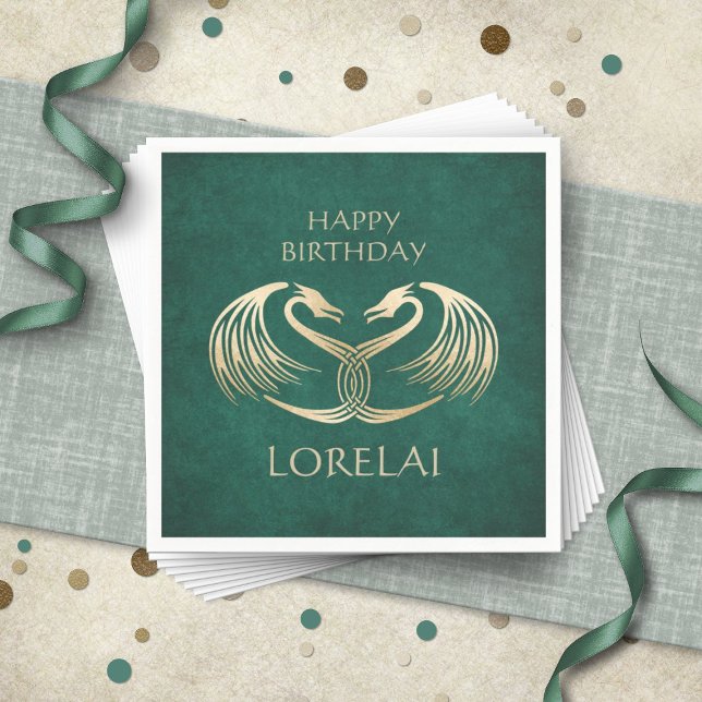 Serviette En Papier Anniversaire du dragon viking celtique (Créateur téléchargé)