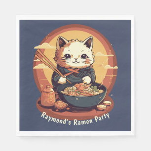 Serviette En Papier Anniversaire du garçon de la fête de Ramen avec ch
