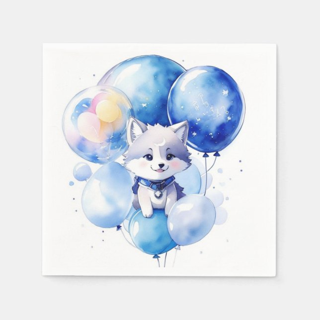 Serviette En Papier Anniversaire du loup (Devant)