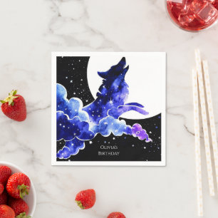 Serviette En Papier Anniversaire du loup hurlant de charme