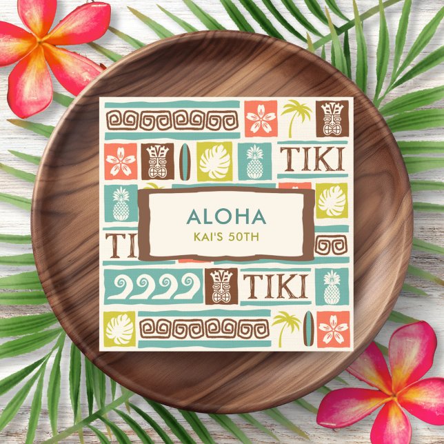 Serviette En Papier Anniversaire du Parti Retro Tiki Aloha (Créateur téléchargé)