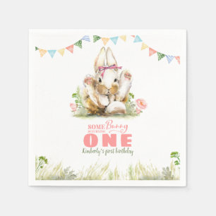 Serviette En Papier Anniversaire du petit lapin mignon