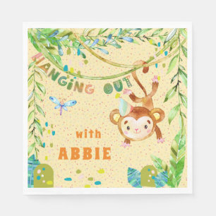 Serviette En Papier Anniversaire Du Petit Singe Qui S'Étend