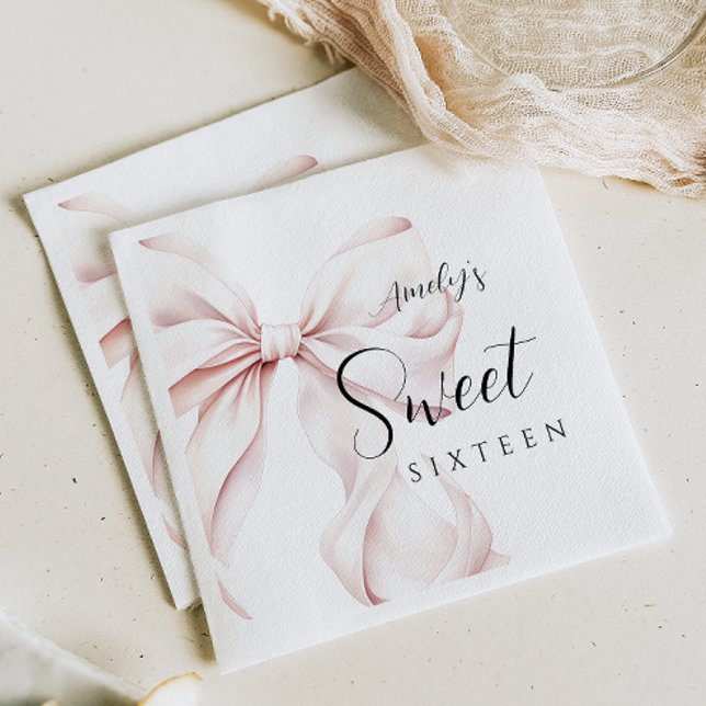 Serviette En Papier Anniversaire du Sweet sixteen rose Bow (Créateur téléchargé)