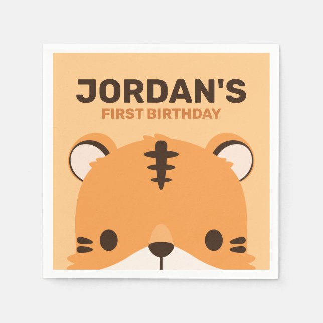 Serviette En Papier Anniversaire du Tigre mignon (Devant)