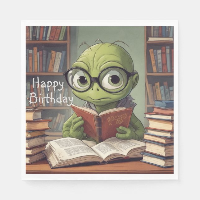 Serviette En Papier Anniversaire du ver de livre (Devant)