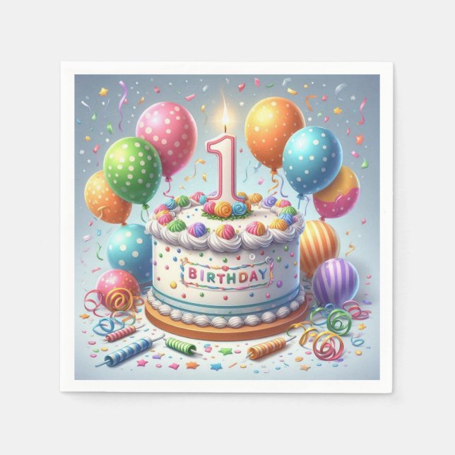 Serviette En Papier anniversaire d'un an (Devant)