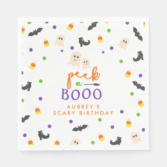 Serviette En Papier anniversaire éffrayant à thème Halloween (Devant)