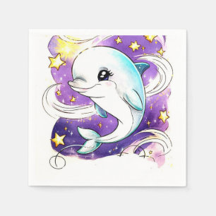 Serviette En Papier Anniversaire enchanté des dauphins Pastel