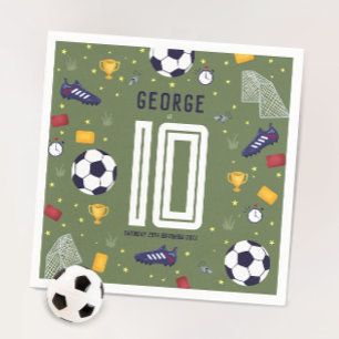 Serviette En Papier Anniversaire Enfants Garçons Football Vert Sport