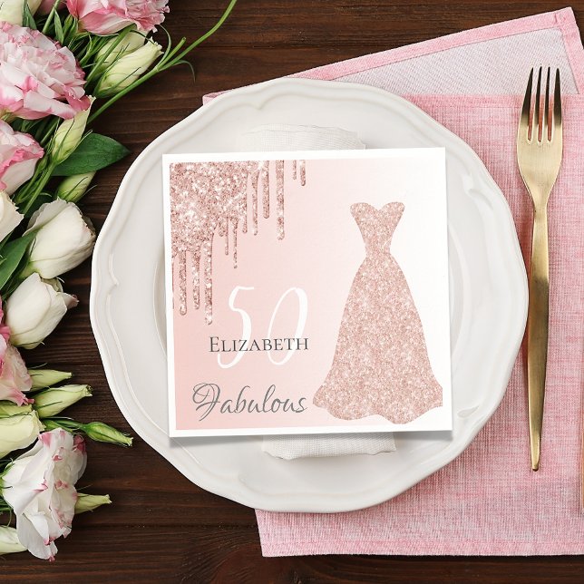Serviette En Papier Anniversaire fabuleux rose or parties scintillant  (Créateur téléchargé)