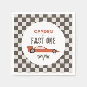 Serviette En Papier Anniversaire Fast One voiture de course rouge