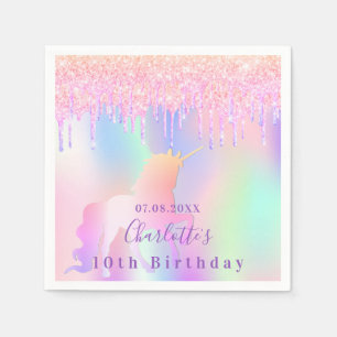 Serviette En Papier Anniversaire fête licorne nom de parties scintilla