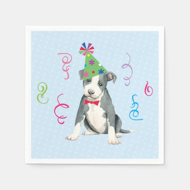 Serviette En Papier Anniversaire Fête Pit Bull Terrier (Devant)
