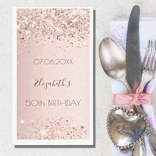 Serviette En Papier Anniversaire fête rose or parties scintillant pous