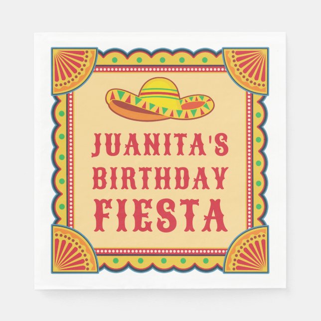 Serviette En Papier Anniversaire Fiesta Napkins (Devant)