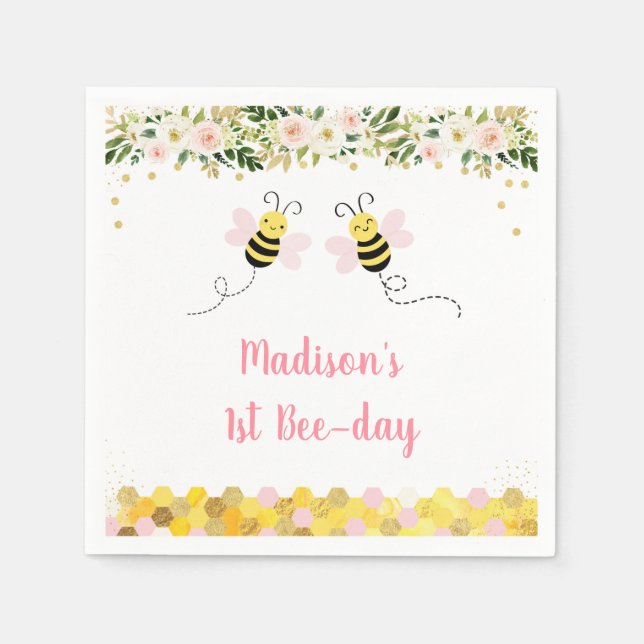 Serviette En Papier Anniversaire floral d'Abee Rose (Devant)