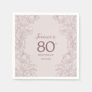 Serviette En Papier Anniversaire Floral Rose Mauve