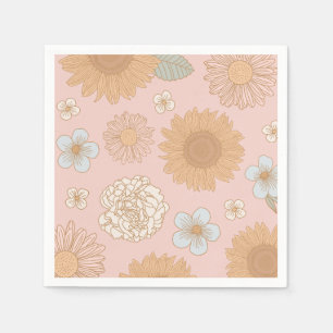 Serviette En Papier Anniversaire floral super Retro