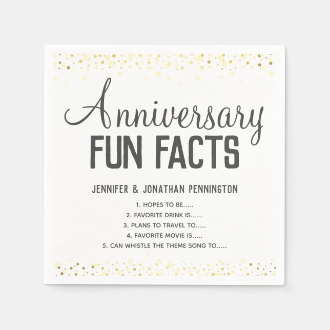 Serviette En Papier Anniversaire Fun Facts Unisex Confetti Napkin (Devant)