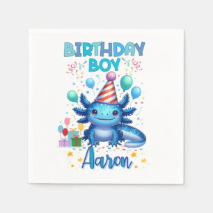 Serviette En Papier Anniversaire Garçon Axolotl Vibes Joli Conception