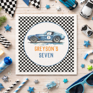 Serviette En Papier Anniversaire Garçons Voiture de Course Bleu Cool E