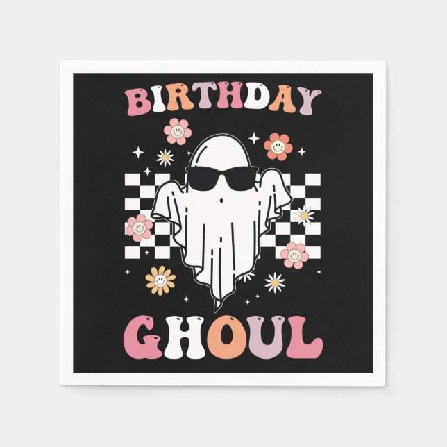 Serviette En Papier Anniversaire Ghoul Ghost Halloween Super Retro (Devant)