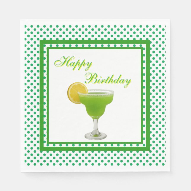Serviette En Papier Anniversaire Green Margarita (Devant)