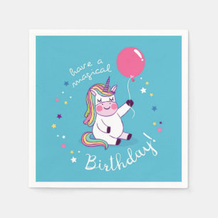 Serviette En Papier Anniversaire magique de Unicorn