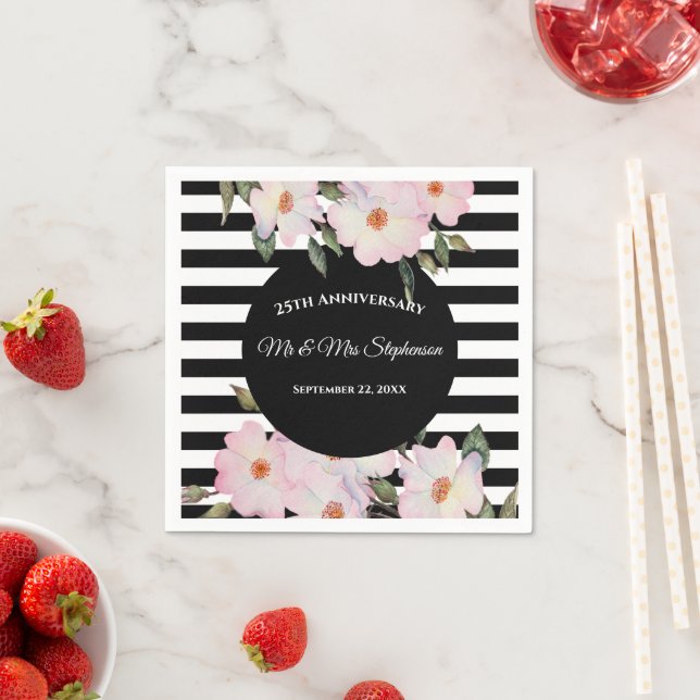 Serviette En Papier Anniversaire mariage Roses roses Ballerina Grandes (En situation)